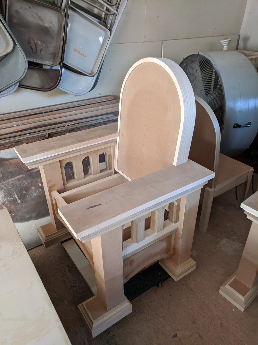 St. Johns Presider Chair in progress (Herington)